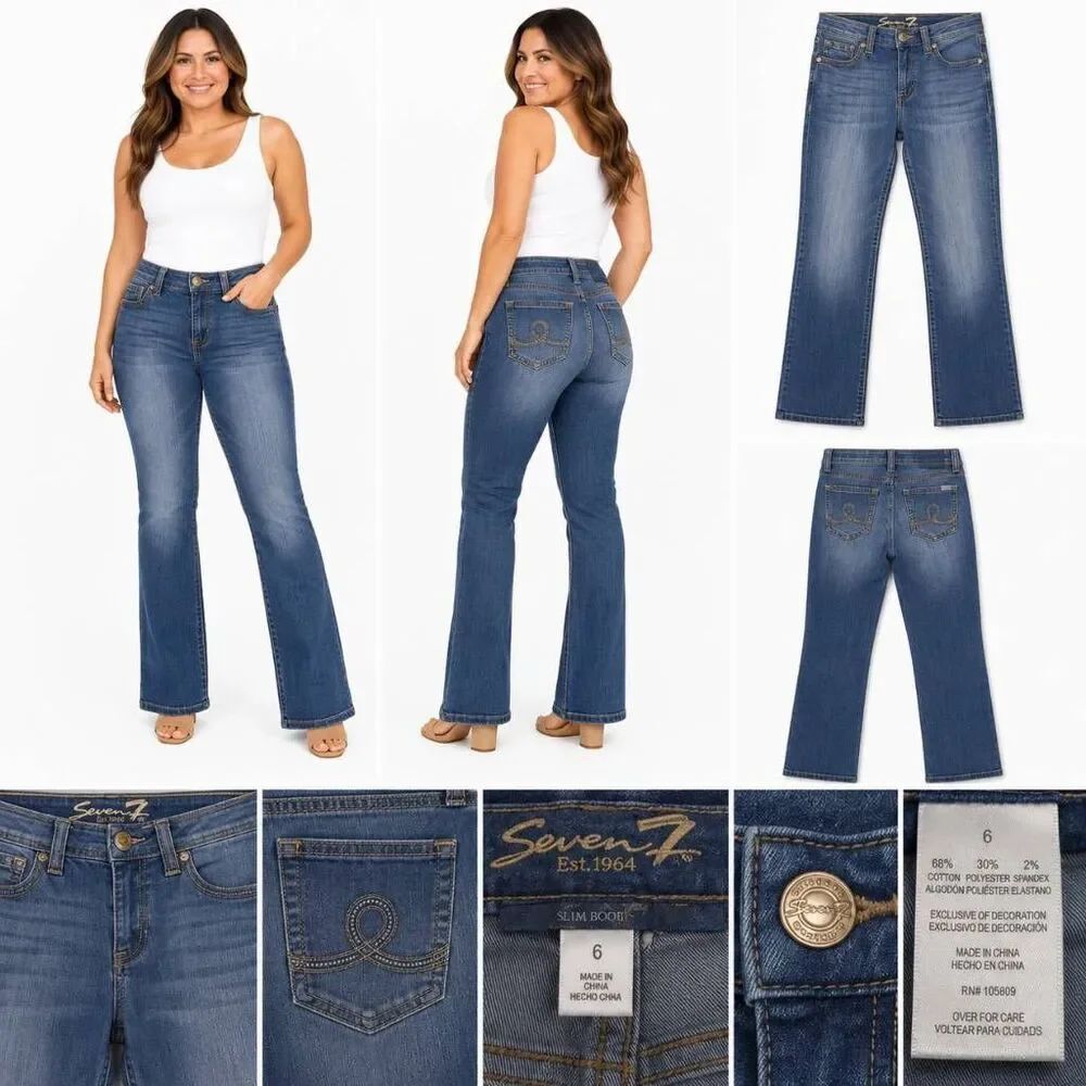 Seven7 Slim Boot Jeans Women's Size 6 Light Wash Stretch